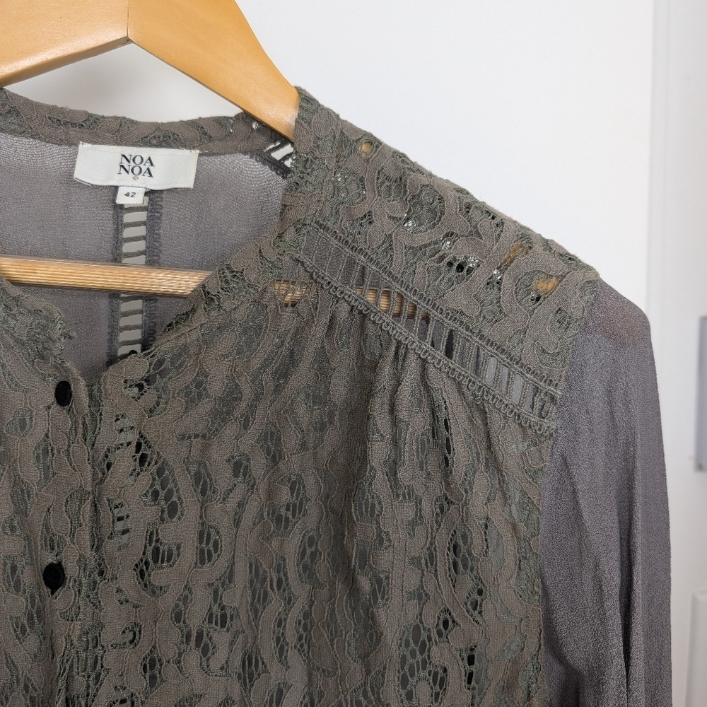 NOA NOA MESH EMBROIDERED BUTTON DOWN SHIRT SIZE 42 EU
